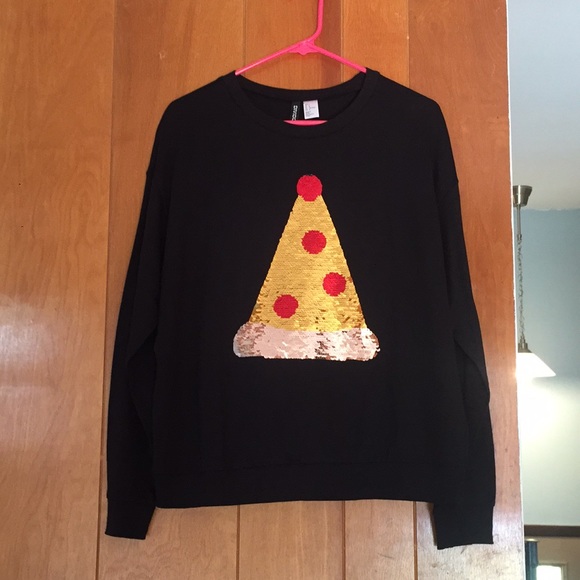 pizza christmas tree sequin sweater